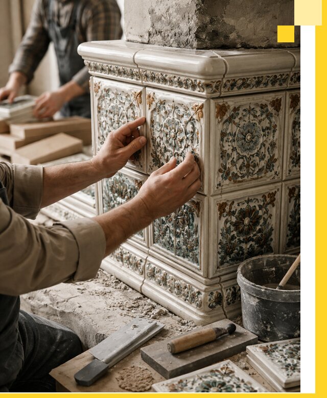 Изразцовые камины под ключ в Белорецке: проект и монтаж