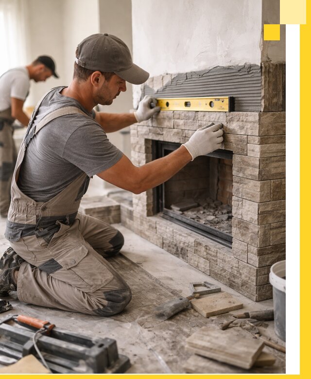 Облицовка каминов в Белорецке, монтаж и отделка натуральным камнем