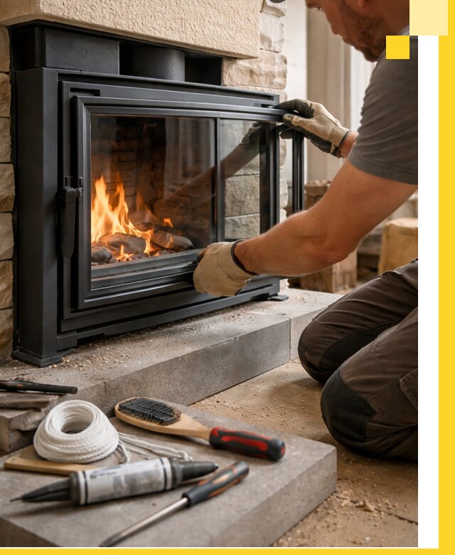 Производство, монтаж и доставка каминов со стеклом в Белорецке