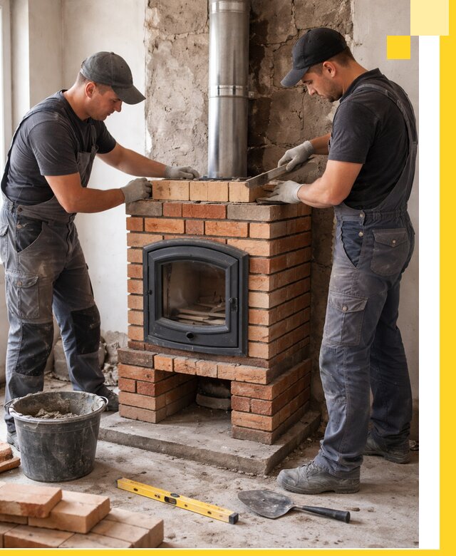 Монтаж печи камина под ключ в Белорецке с гарантией и пусконаладкой