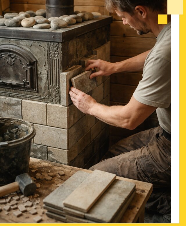 Облицовка банных печей в Белорецке профессиональная отделка