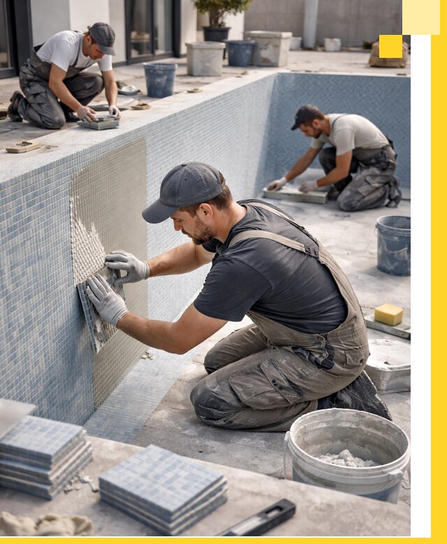 Облицовка бассейнов в Белорецке плитка мозаика гидроизоляция