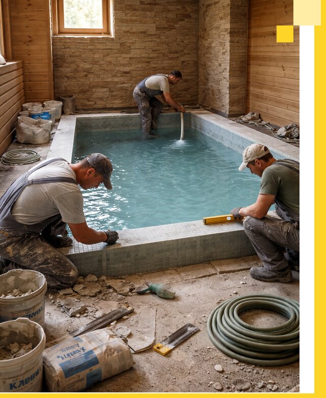 Проектирование и строительство бассейнов для бани в Белорецке