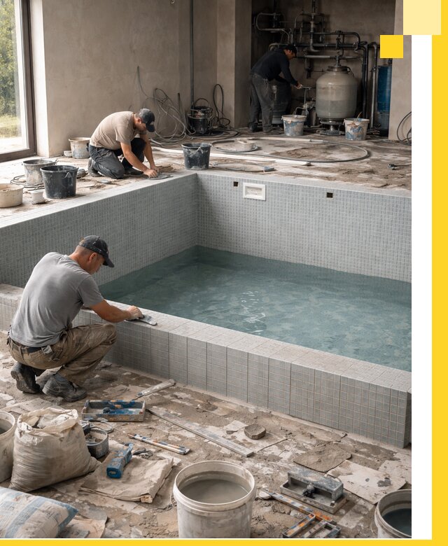 Строительство и монтаж бассейнов в помещении в Белорецке