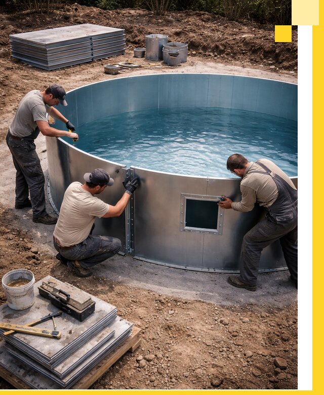 Круглые бассейны под ключ в Белорецке проектирование и монтаж