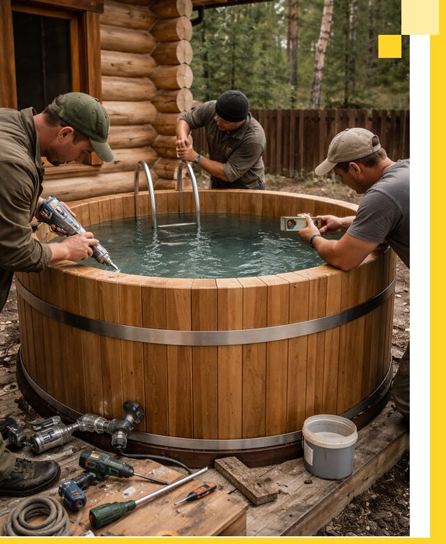 Строительство бань с купелью под ключ и отделкой в Белорецке