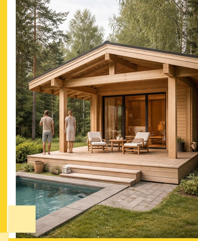 Бани с террасой под ключ в Белорецке от 608220 р. | ЭриданБлр