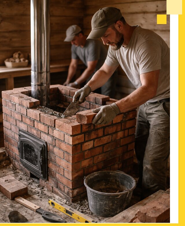 Кирпичные печи для бани под ключ в Белорецке, проект и монтаж