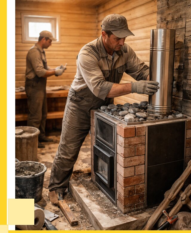 Монтаж печи в бане под ключ в Белорецке от 20274 р. | ЭриданБлр