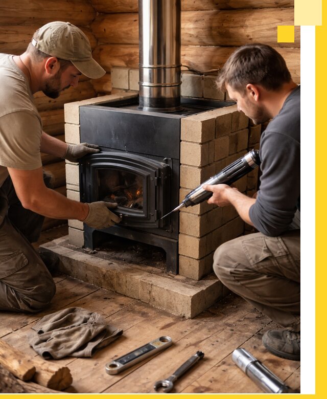 Монтаж и установка печи в бане под ключ с гарантией в Белорецке