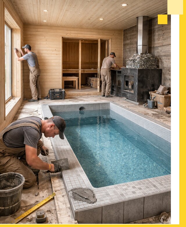 Проект бани с бассейном и сауной в Белорецке под ключ