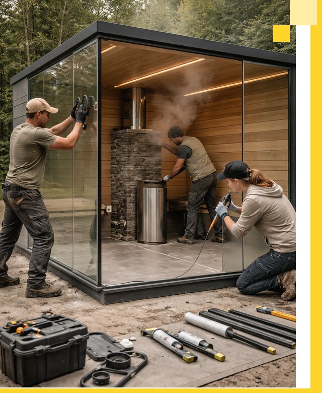 Проектирование и строительство стеклянных бань в Белорецке