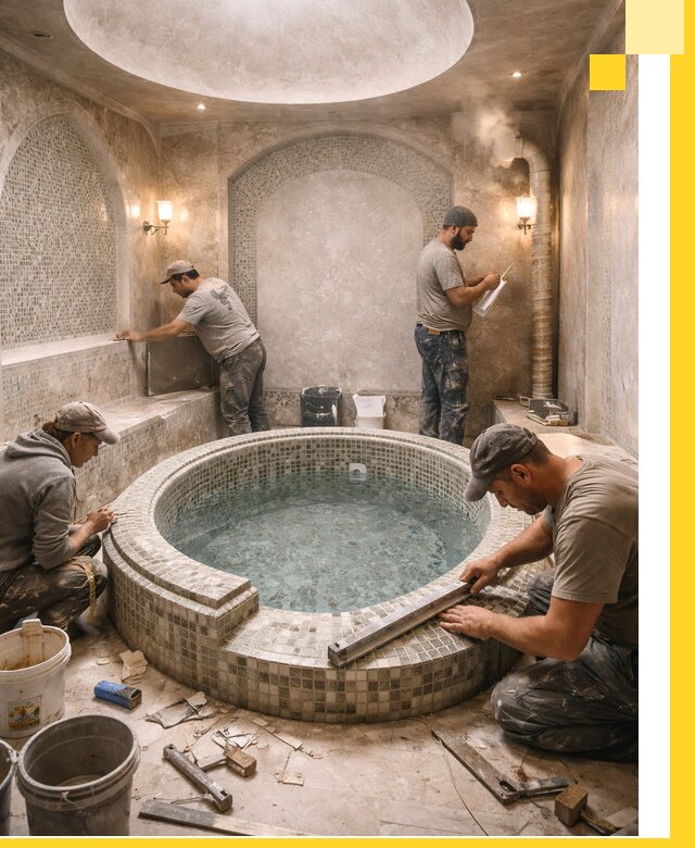 Профессиональное строительство хамама с бассейном в Белорецке под ключ