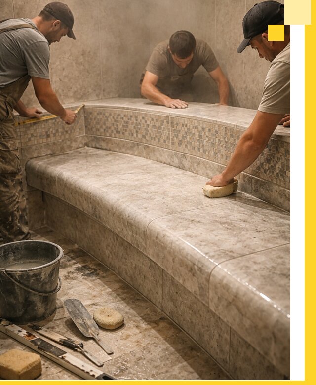 Изготовление и установка сидений для хамама в Белорецке