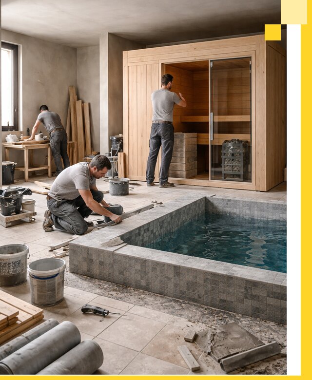 SPA зоны под ключ с бассейном сауной и печью в Белорецке